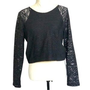 NWT H&M Divided Black Lace Crop Top Size 14